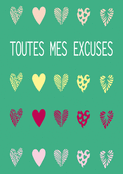 Excuses colorées avec cœurs stylisés